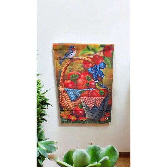 Harvest Apple Basket Fall House Flag 40" x 28" Briarwood Lane - Picture 3 of 4